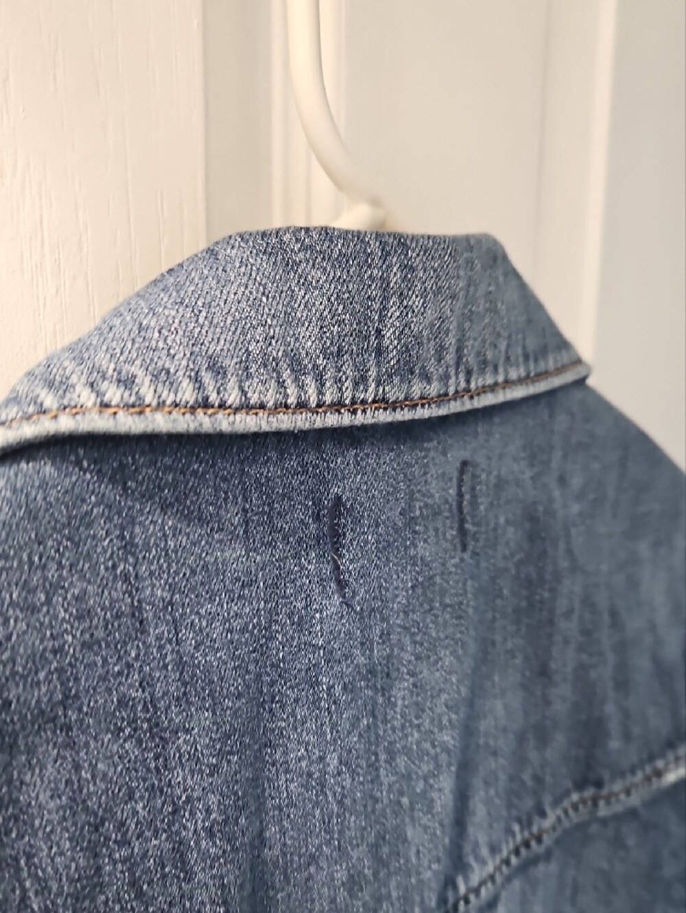 PAIGE Distressed Medium Blue Denim Jacket - Picture 9 of 12